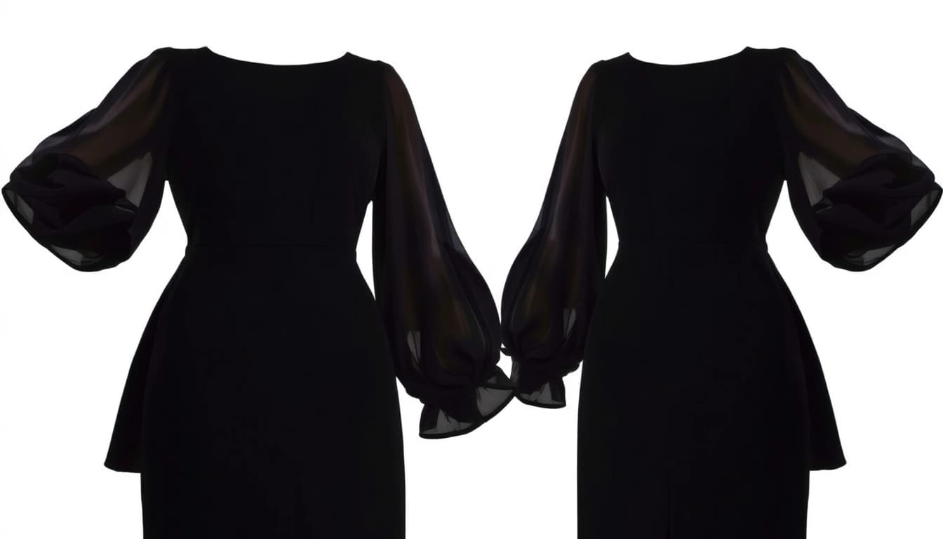 Elegantes schwarzes Minikleid für besondere Anlässe mit langen Ärmeln und gerafften Details