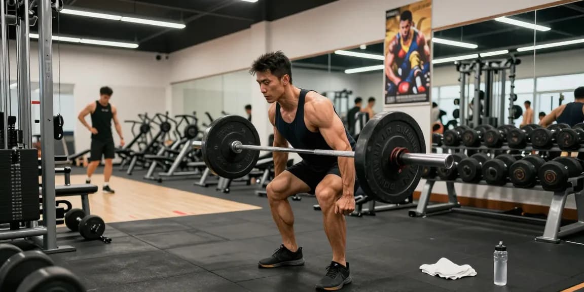 Der Anabolika Shop Deutschland zeigt einen engagierten Bodybuilder, der in einem modernen Fitnessstudio Gewichte hebt und sein Engagement für körperliche Fitness demonstriert.