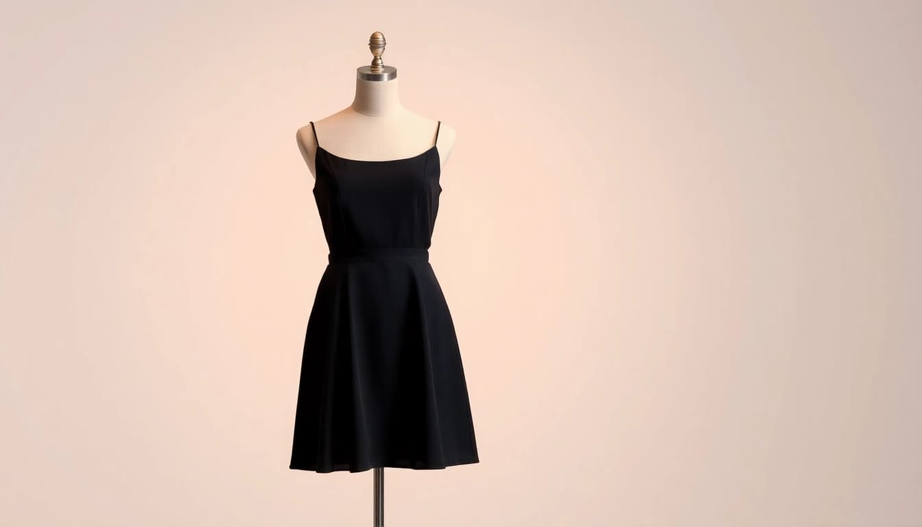 Schwarzes Minikleid auf einer eleganten Büste, perfekt für festliche Anlässe