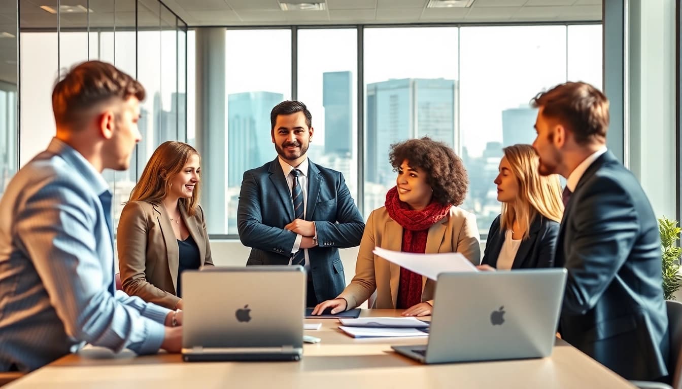 Headhunter Oberhausen facilitating connections with diverse job seekers in a modern office.