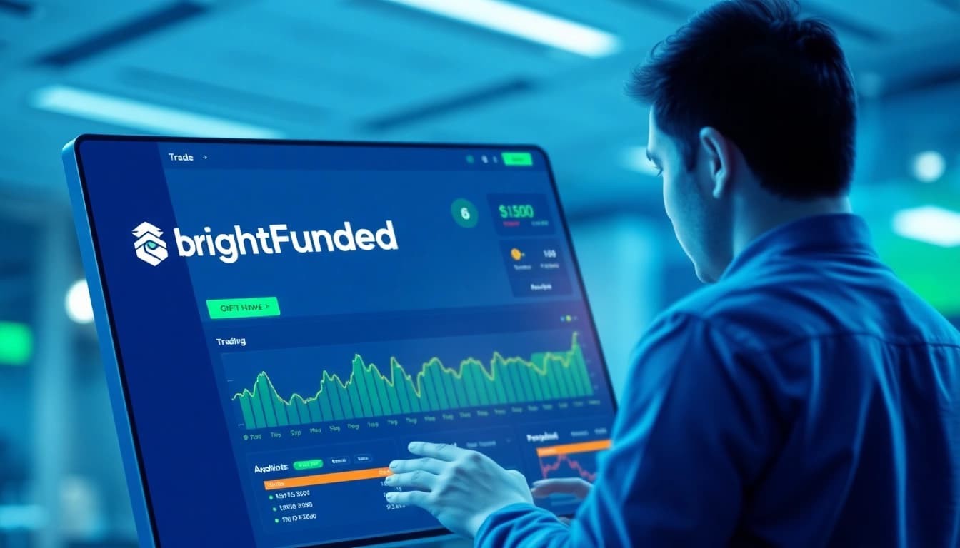 BrightFunded trading dashboard showcasing real-time market updates and user engagement.