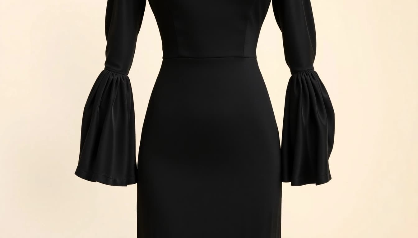 Schwarzes Minikleid mit langen Ärmeln in glamourösem Design