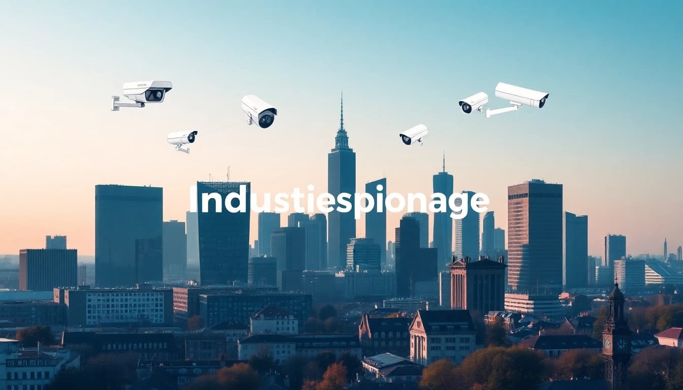 Abbildung zum Thema Industriespionage in Düsseldorf, die Sicherheitsstrategien und Schutzmaßnahmen darstellt