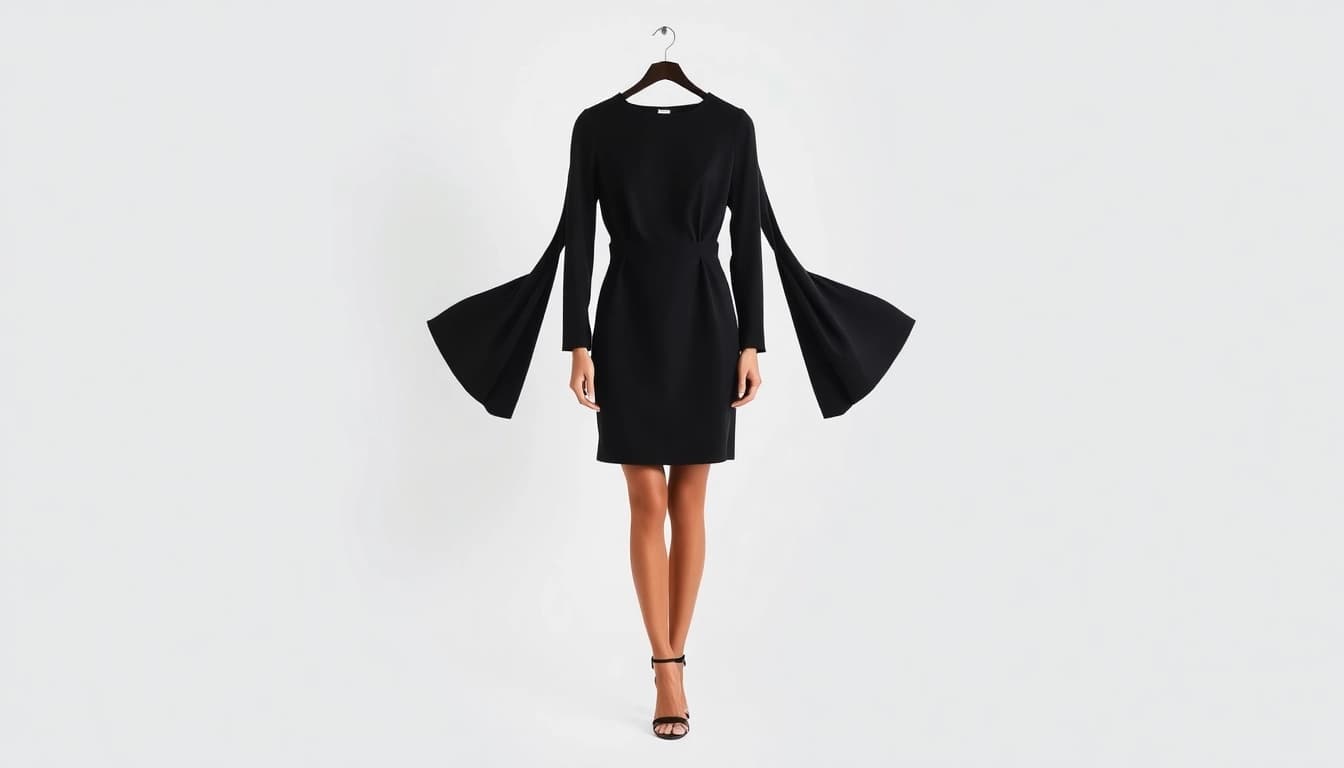 Schwarzes Minikleid mit langen Ärmeln, ideal für elegante Anlässe