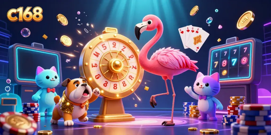 Experience the thrill at c168 with a vibrant casino scene featuring games and excitement.