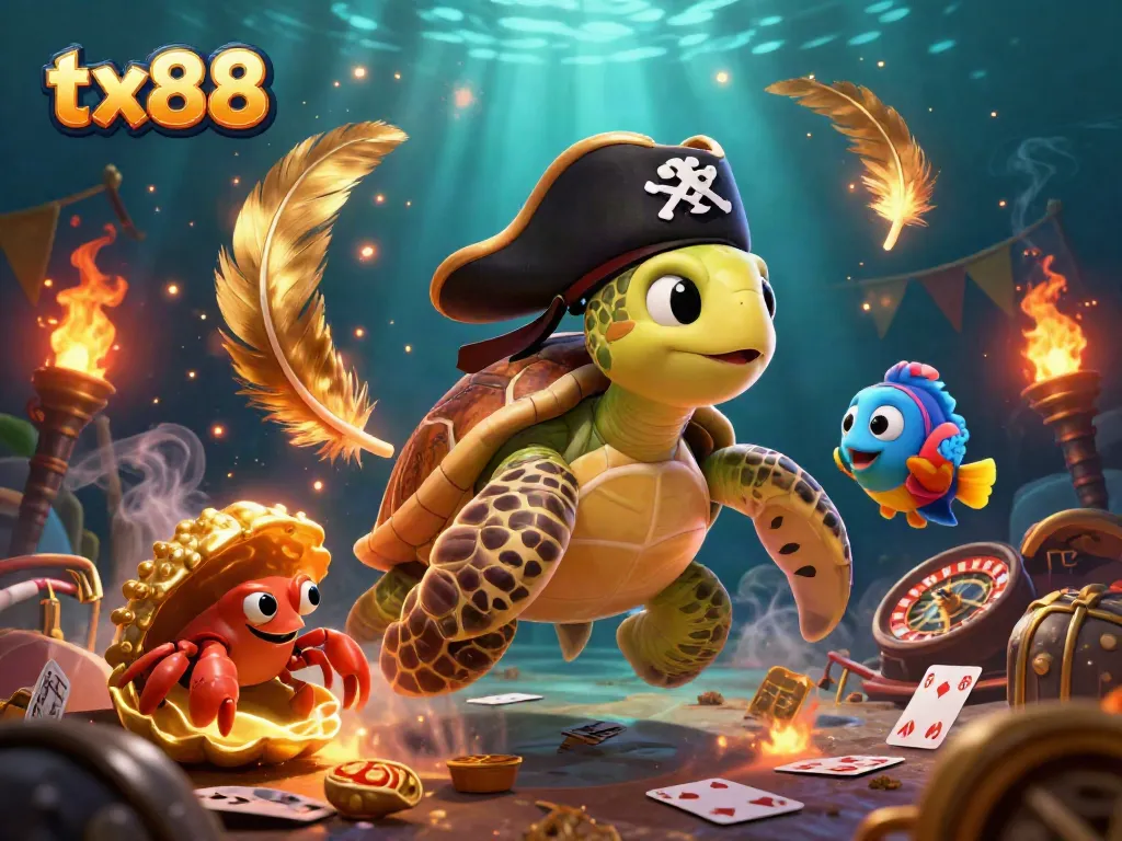 Join the adventure at tx88 with a pirate turtle navigating a live casino treasure.