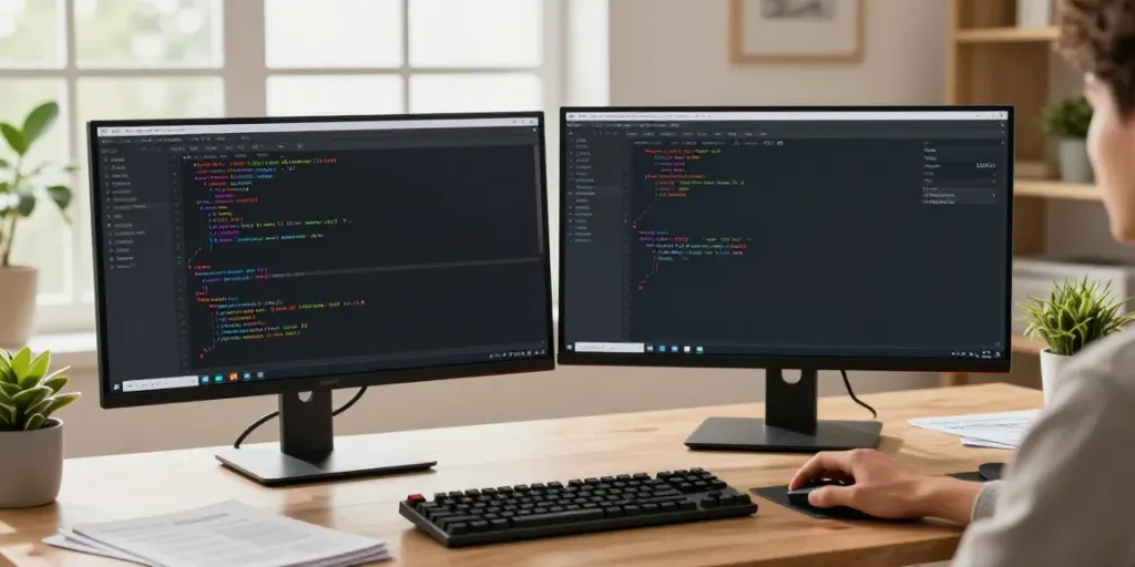 Developer working with LLM API provider tools in a modern office setup