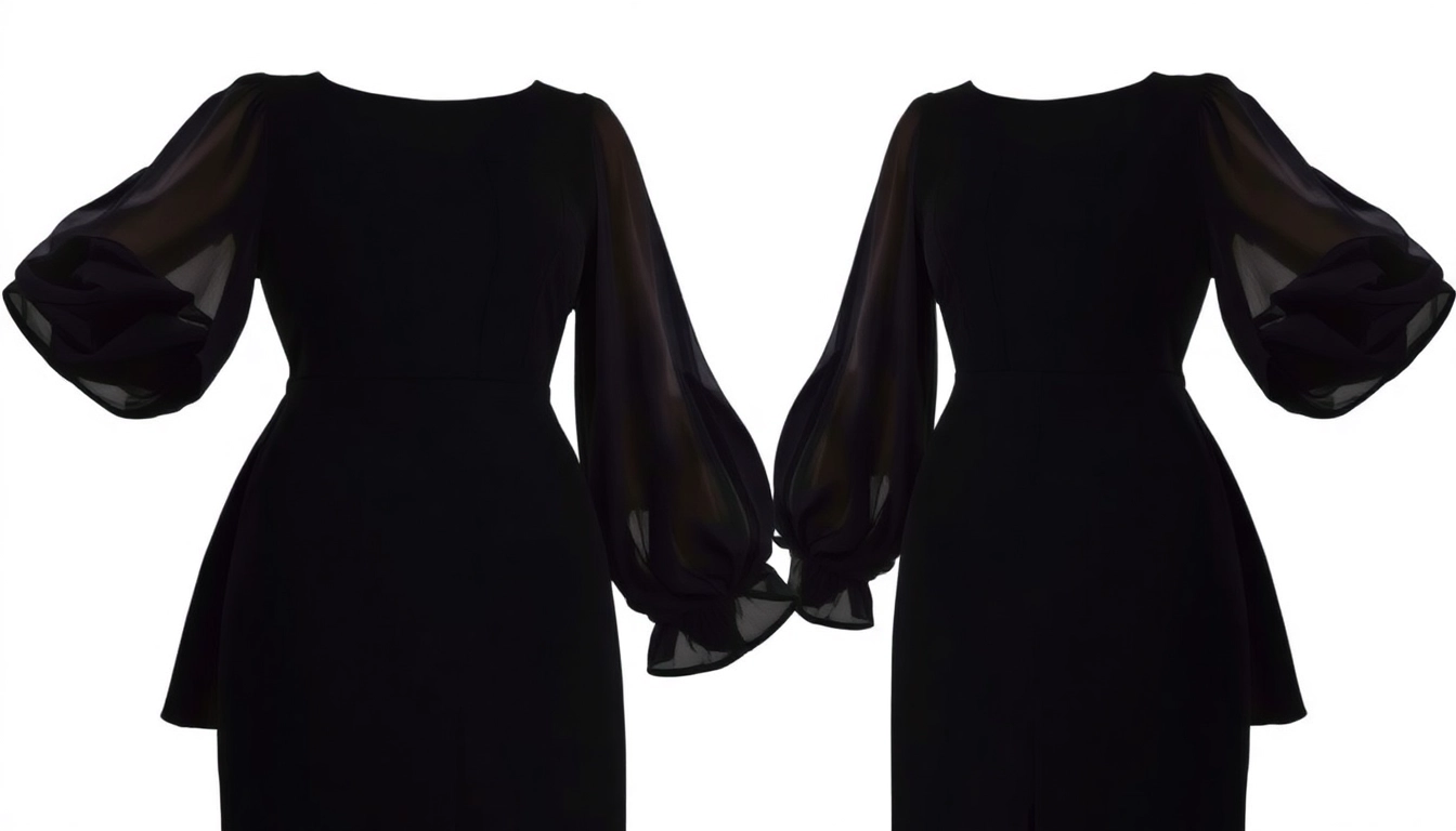 Elegantes schwarzes Minikleid für besondere Anlässe mit langen Ärmeln und gerafften Details