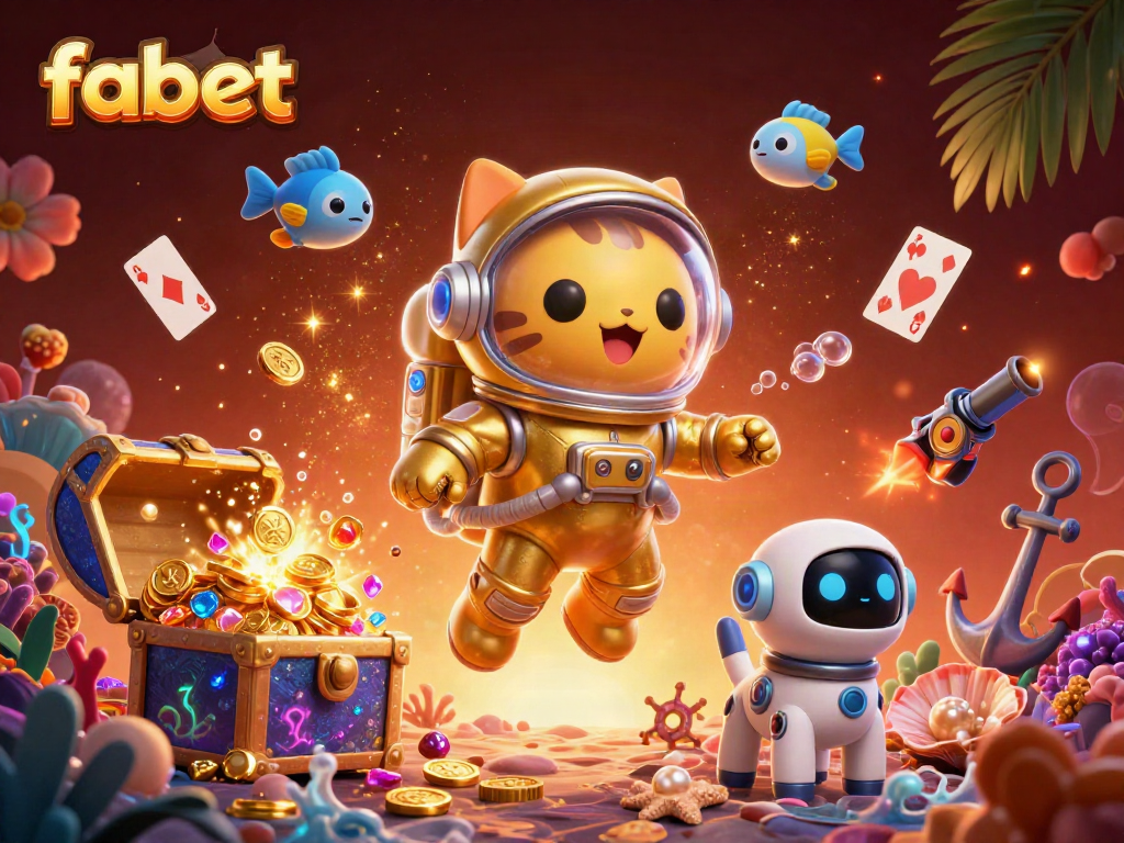 Engage in thrilling action with fabet as the astronaut cat and robot dog explore a vibrant universe filled with treasure.