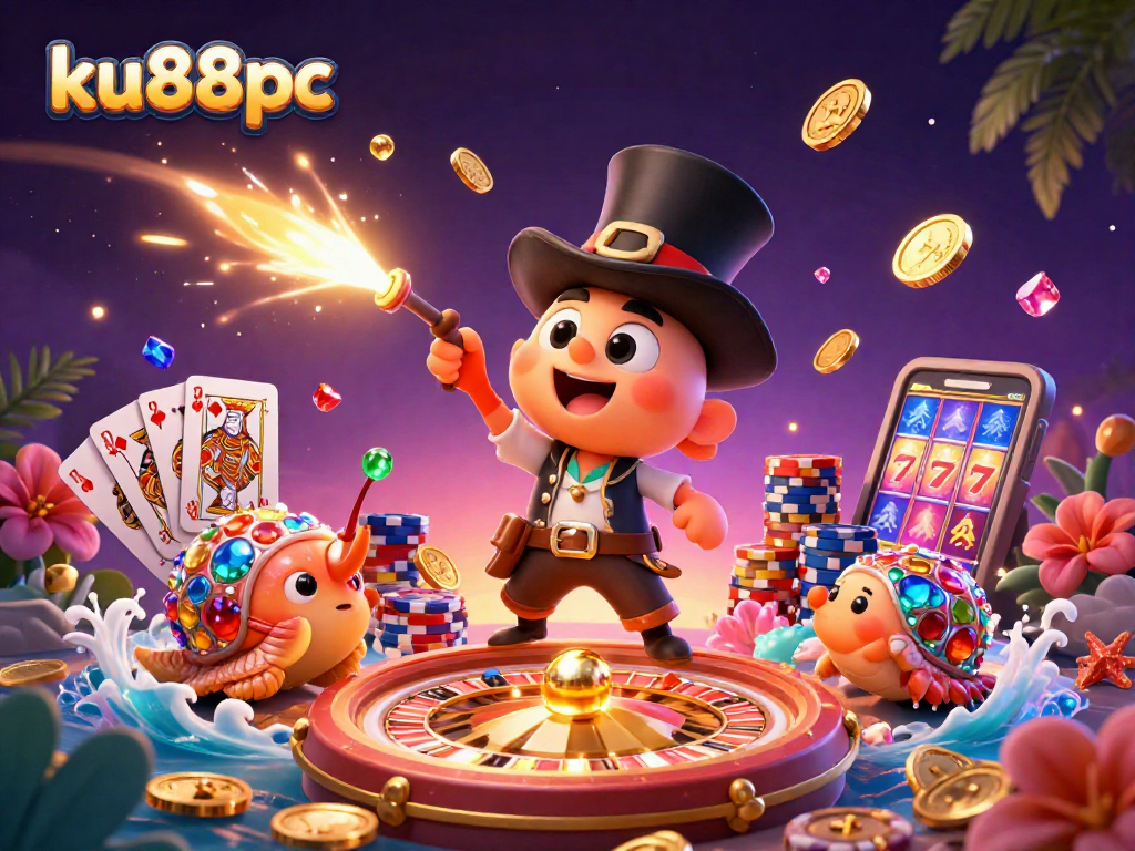 Spin the reels at ku88pc with thrilling prizes in this vibrant underwater casino scene.