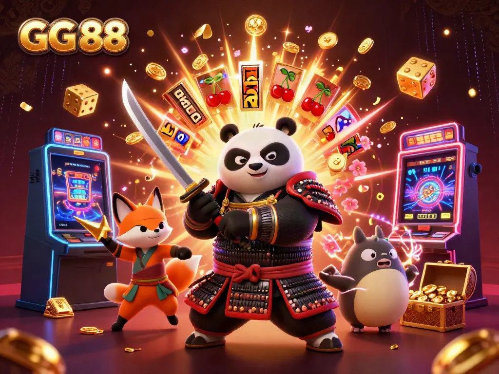 Experience GG 88's thrilling jackpot with vibrant characters and dynamic casino game elements.