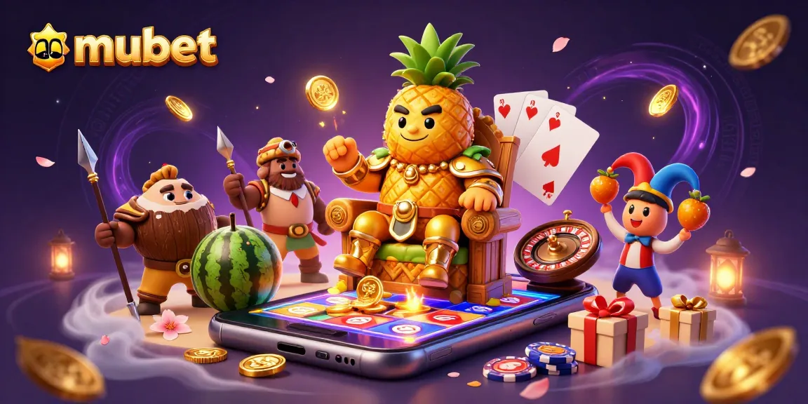 Mubet king reigns supreme in a vibrant casino scene, showcasing exciting slots and gaming elements.