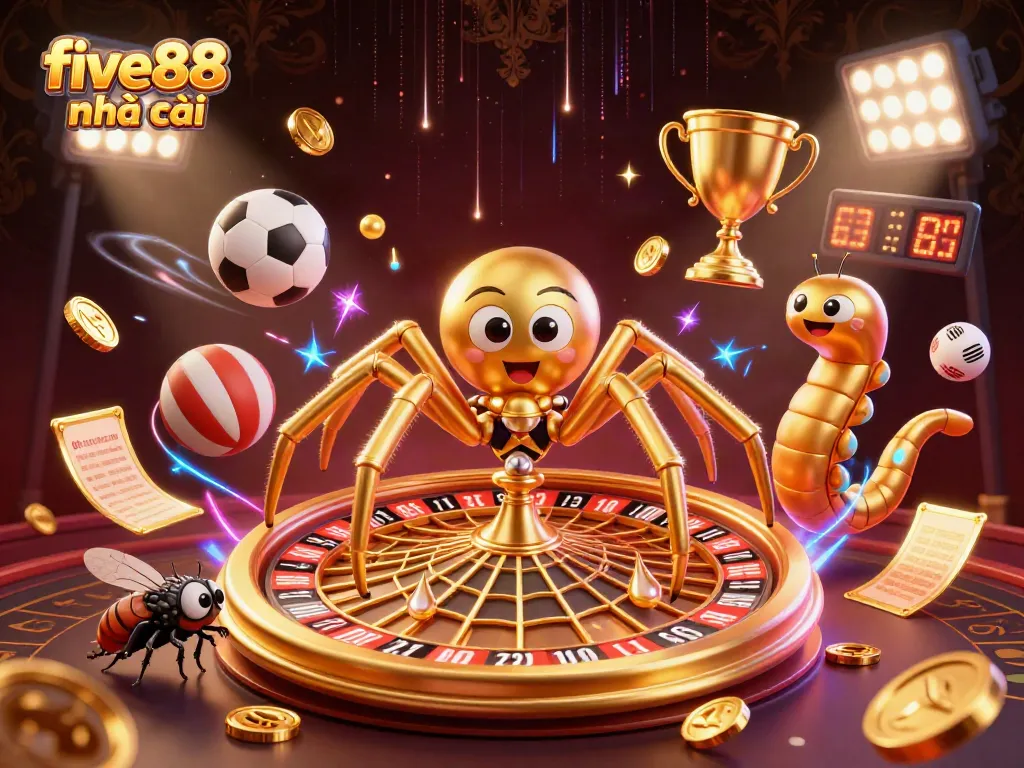 Experience five88 nhà cái with a dynamic 3D scene of betting excitement and energy.