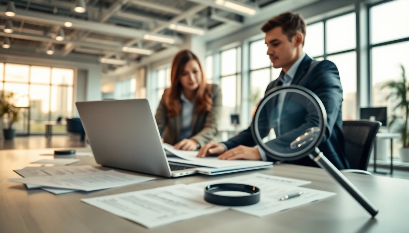 Kfz Sachverständiger Augsurg analysiert sorgfältig ein Fahrzeug in einem modernen Büro.