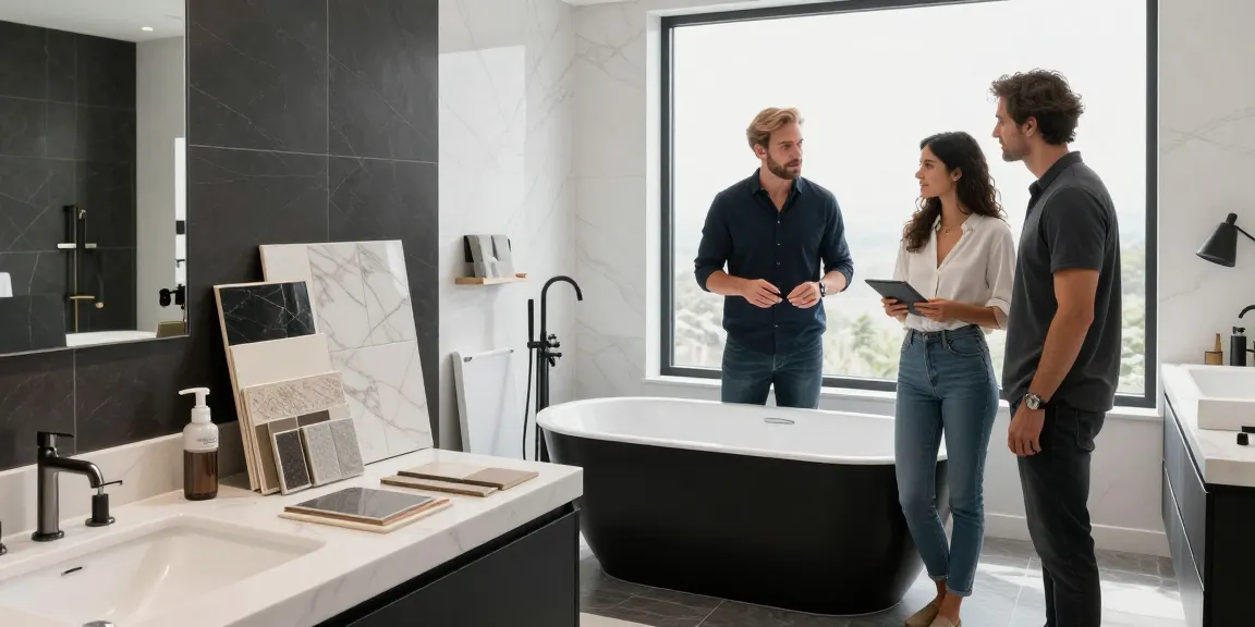 Elegante badkamer renovatie met stijlvolle armaturen en tegels, highlighting badkamer renovatie kosten voor moderne huizen.