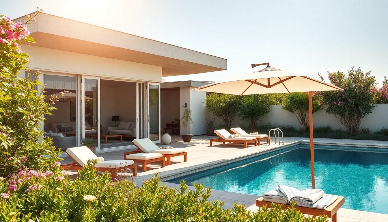 Kostenlose Entspannung im coastal cabana mit Traumterrasse und Pool.