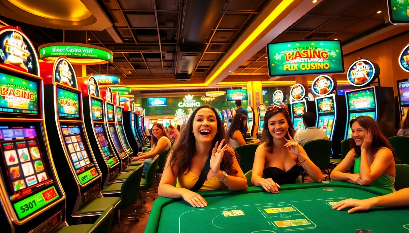 Experience exhilarating thrills at an online casino free play no deposit environment, showcasing diverse gaming options and joyful players.