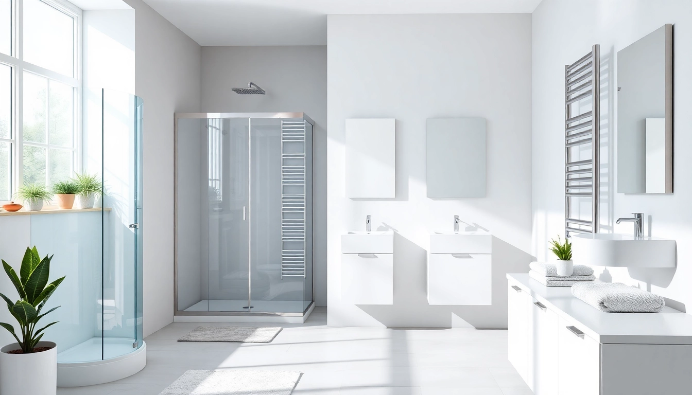 Entdecken Sie stilvolle sonni sanitär Produkte in einem modernen Badezimmer mit eleganten Duschen und Spiegeln.