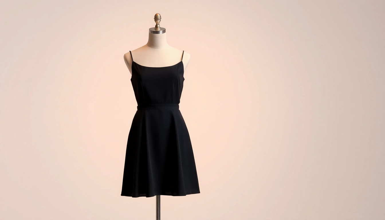 Schwarzes Minikleid auf einer eleganten Büste, perfekt für festliche Anlässe