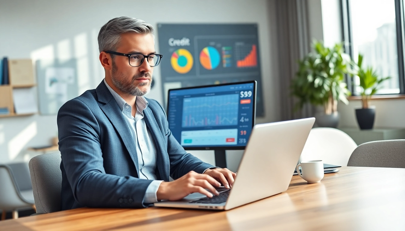 Kreditvergleich analysieren mit einem Finanzberater in einem modernen Büro.