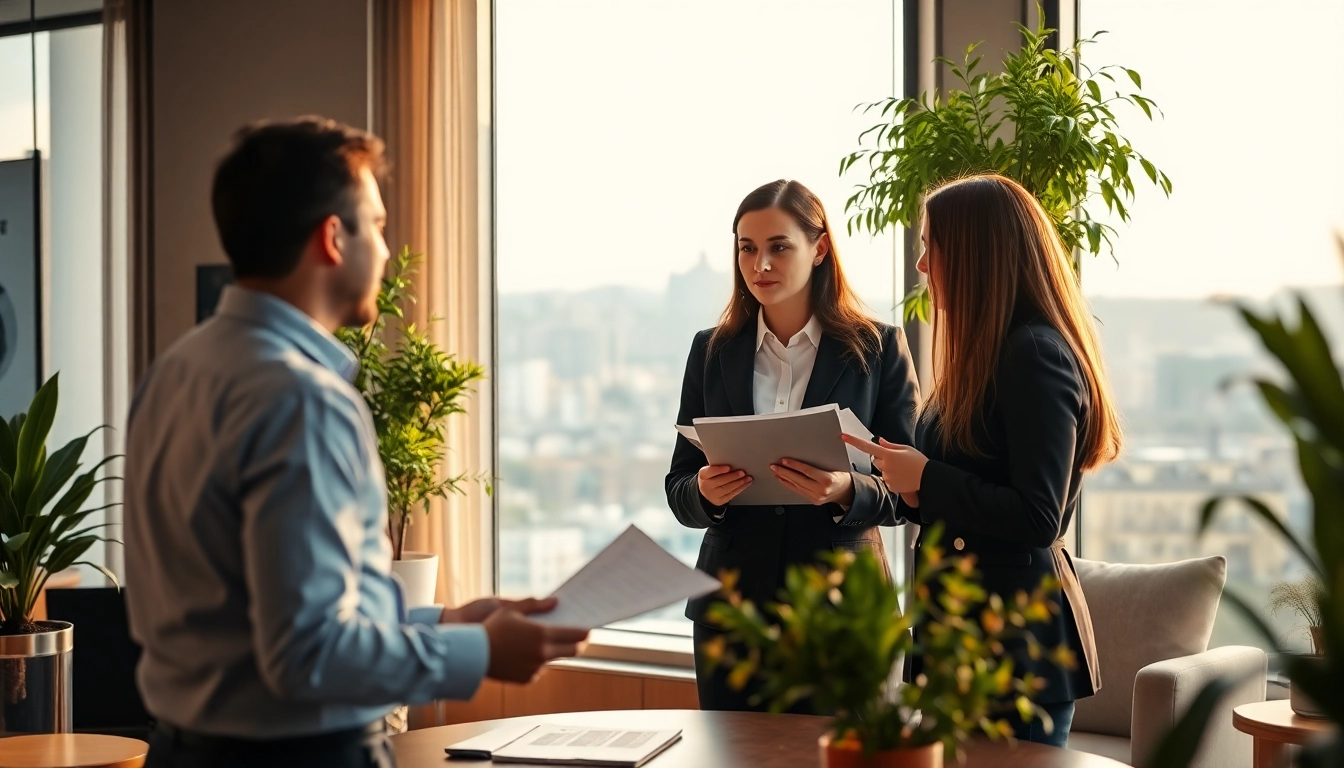 Headhunter Schweiz berät über Talente in einem modernen Büro mit Blick auf Zürich.