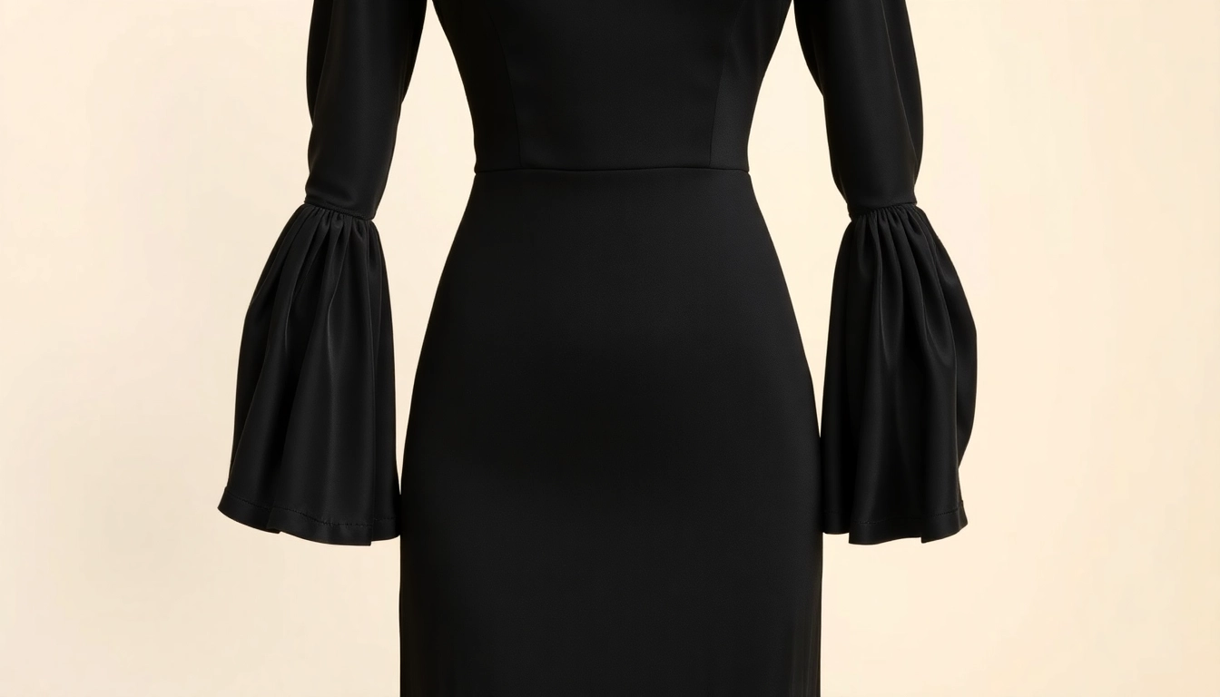 Schwarzes Minikleid mit langen Ärmeln in glamourösem Design