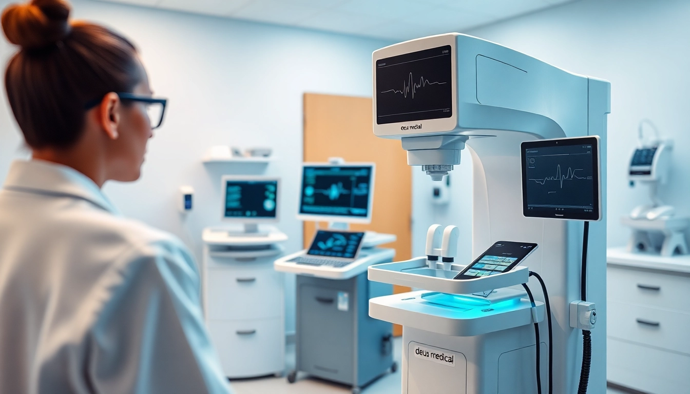deus medical Gerät in einer modernen klinischen Umgebung, betrieben von einem Fachmann.