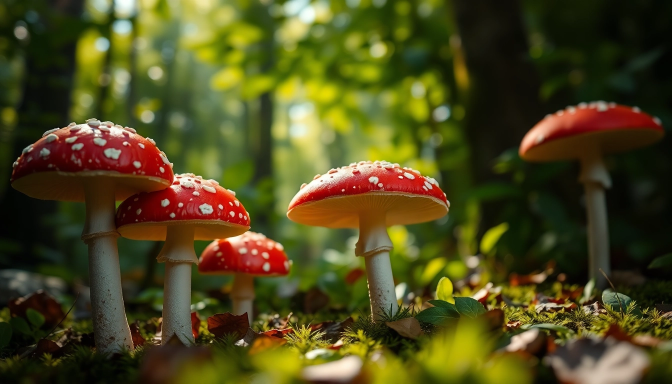 Amanita muscaria kaufen – Getrocknete Fliegenpilze in einem schönen Waldumfeld