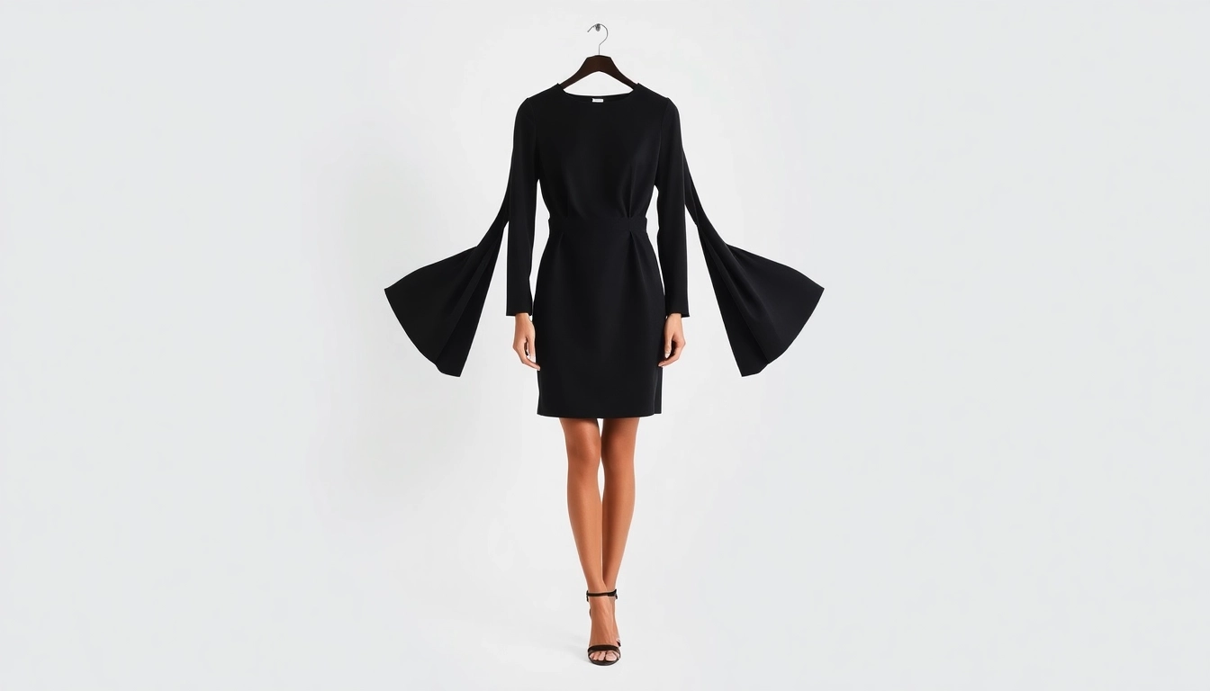 Schwarzes Minikleid mit langen Ärmeln, ideal für elegante Anlässe