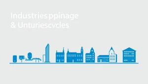 Grafik zur Industriespionage in Münster mit Illustrationen von Sicherheitstechnologien und Risikomanagement