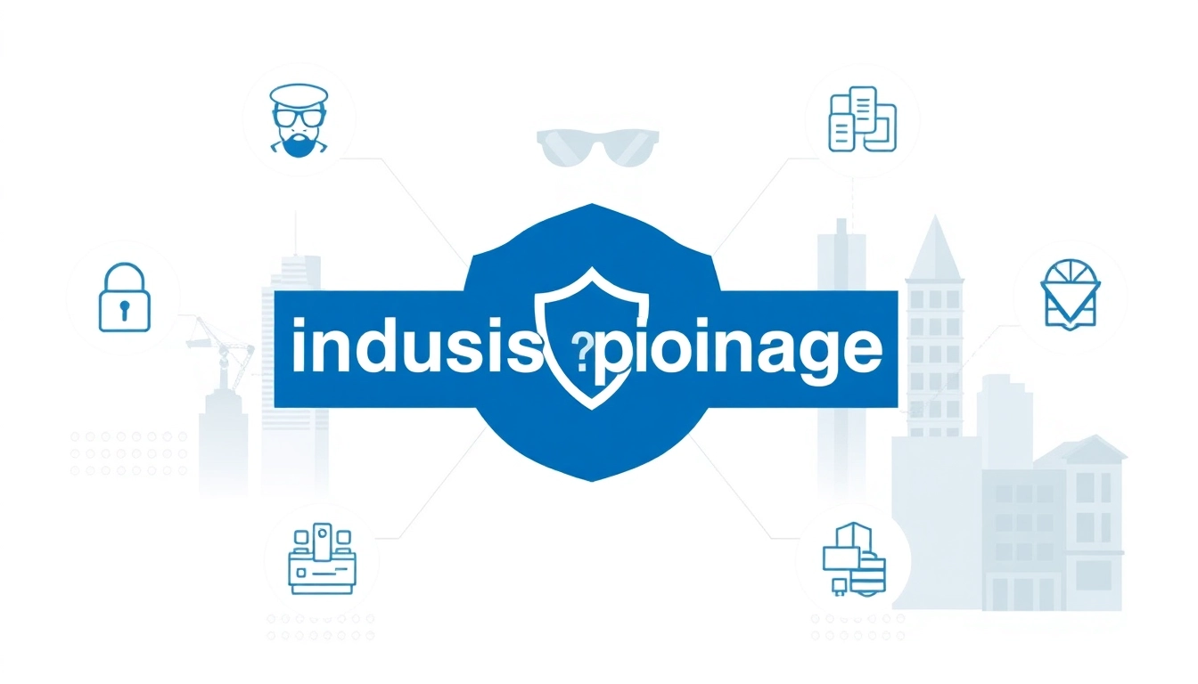 Bild, das das Thema Industriespionage in Leipzig visuell darstellt, einschließlich Grafiken zu Schutzmaßnahmen und Bedrohungen