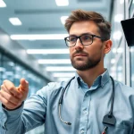 Ein Sicherheitsdienstmitarbeiter prüft ein Gebäude auf Abhörgeräte und stellt sicher, dass Lauschabwehr in Deggendorf gewährleistet ist.