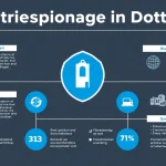 Grafik zur Industriespionage in Dortmund mit Sicherheitsmaßnahmen und Risiken