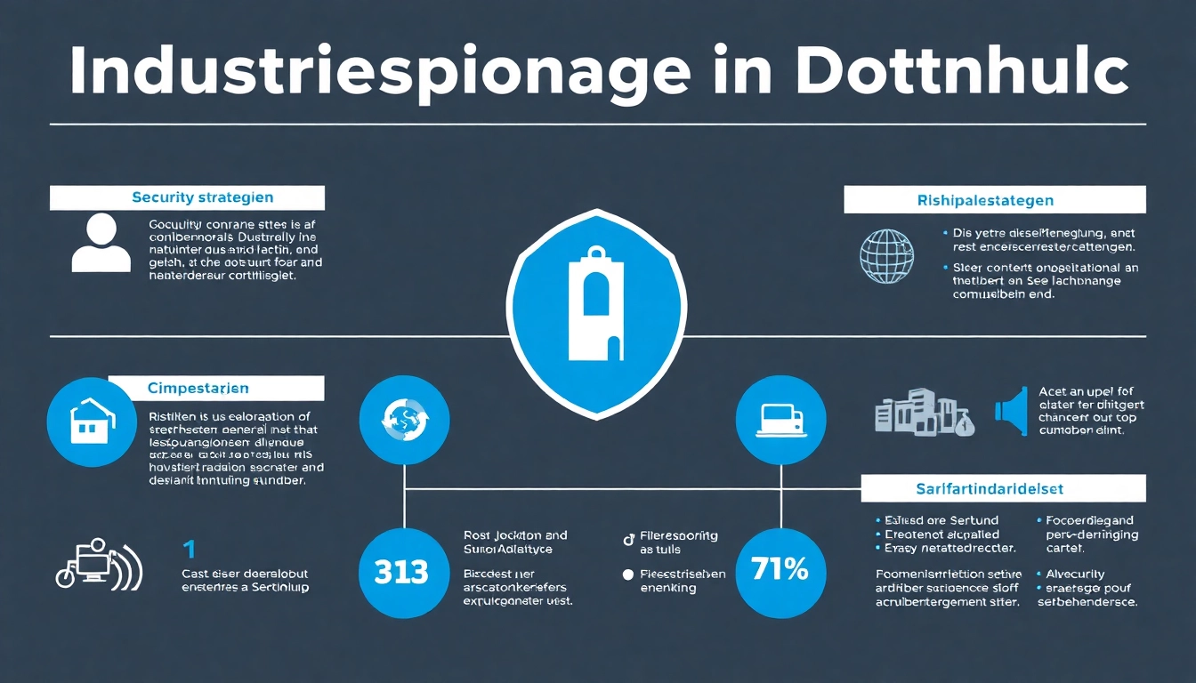 Grafik zur Industriespionage in Dortmund mit Sicherheitsmaßnahmen und Risiken