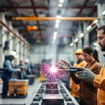 Detailaufnahme eines hochwertigen Spritzgusswerkzeugs im Einsatz für effiziente Kunststoffverarbeitung