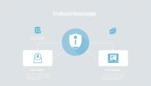 Grafik zum Thema Industriespionage, die Sicherheitsmaßnahmen zur Verhinderung von Datenmissbrauch in Unternehmen darstellt