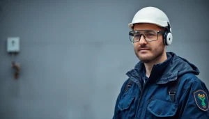 Bild von einem Sicherheitsdienstmitarbeiter, der Lauschabwehrmaßnahmen in Greifswald umsetzt