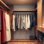 Stilvolle Kleiderbügel aus Holz und Kunststoff elegant präsentiert im modernen Kleiderschrank.