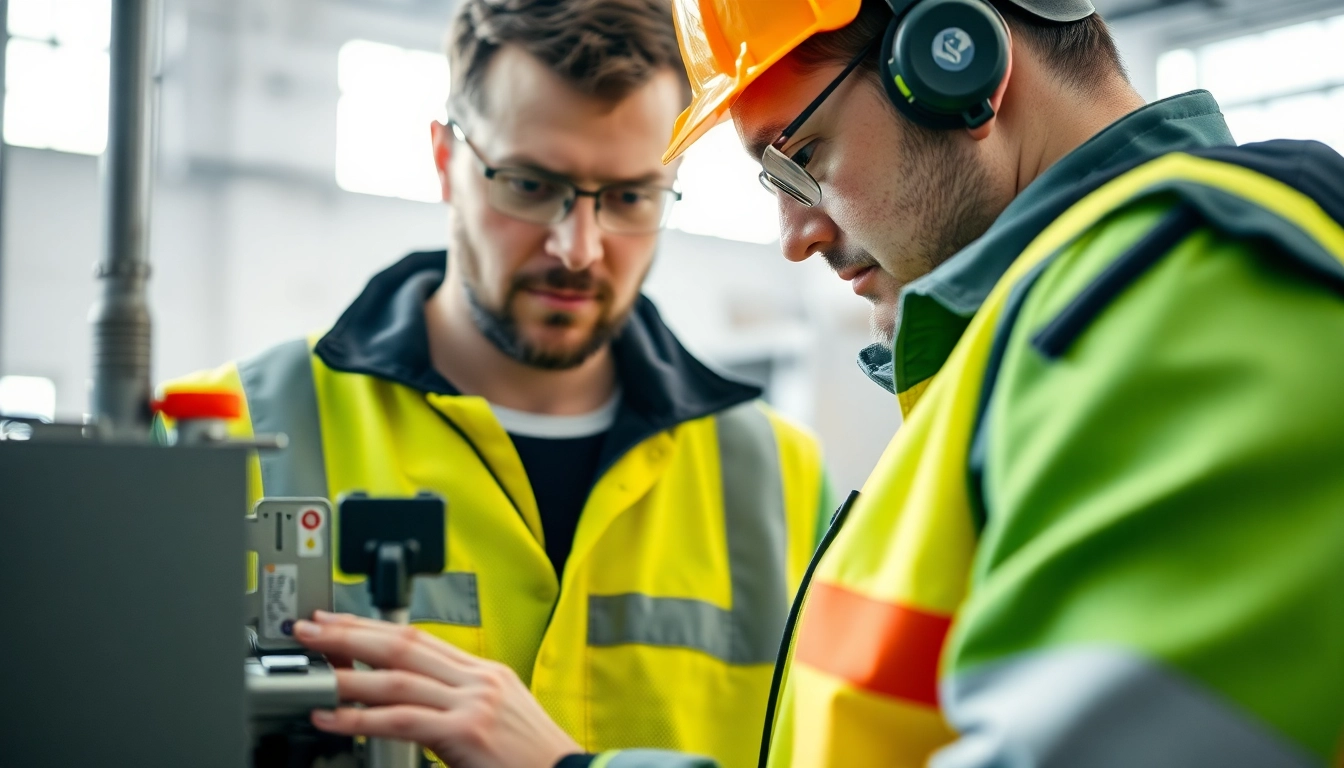 Conducting a DGUV V3 Prüfung to ensure electrical equipment safety and compliance in a well-lit workshop.