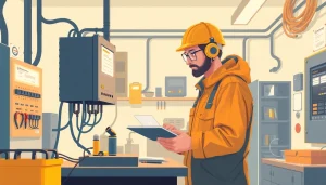 Technician performing Geräteprüfung on electrical equipment to ensure safety and compliance.