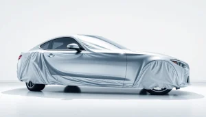 Professioneller Steinschlagschutz mit PPF zeigt eine glänzende Fahrzeugoberfläche geschützt durch Folie.