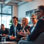 Förderung von inverses Headhunting durch professionelle Beratung in einem modernen Büro.