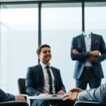 Headhunter bespricht Karrierechancen in einem modernen Büro mit einem Klienten.