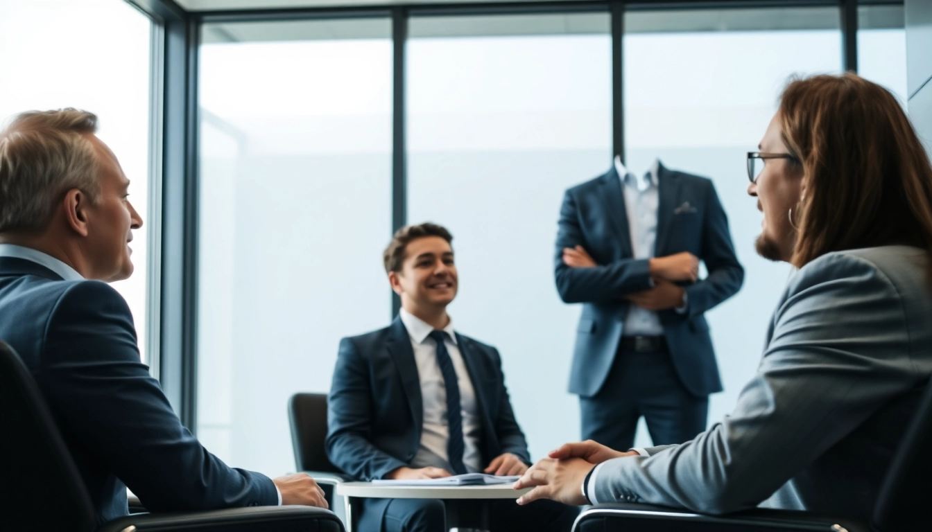 Headhunter bespricht Karrierechancen in einem modernen Büro mit einem Klienten.