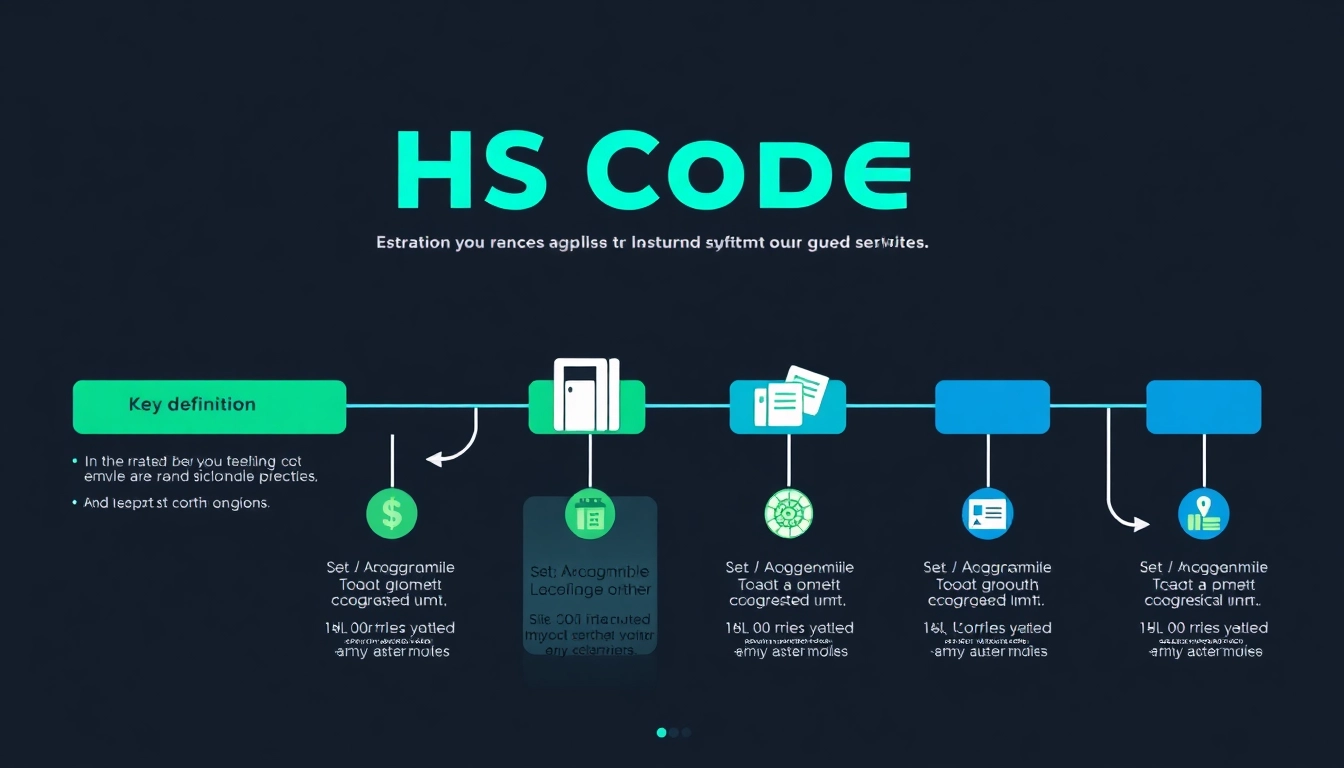 Visual representation of HS Code explaining classification of traded products with icons and bold text.