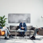 Beratungsgespräch über Unternehmensberatung Firmen mit einem fröhlichen Team in einem modernen Büro.