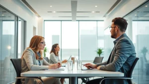 Unternehmensberatung: Berater arbeiten in einem modernen Büro an strategischen Lösungen.