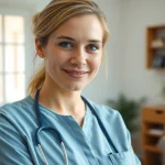 Engaging pflegefachkraft hameln providing attentive care to an elderly patient in a warm home environment.