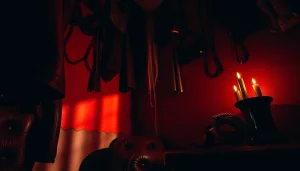 Engage in the fet life community with a collection of diverse kink accessories and a warm ambiance.