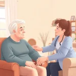 Caregiver providing warm support with ambulanter pflegedienst leverkusen in a homely setting.